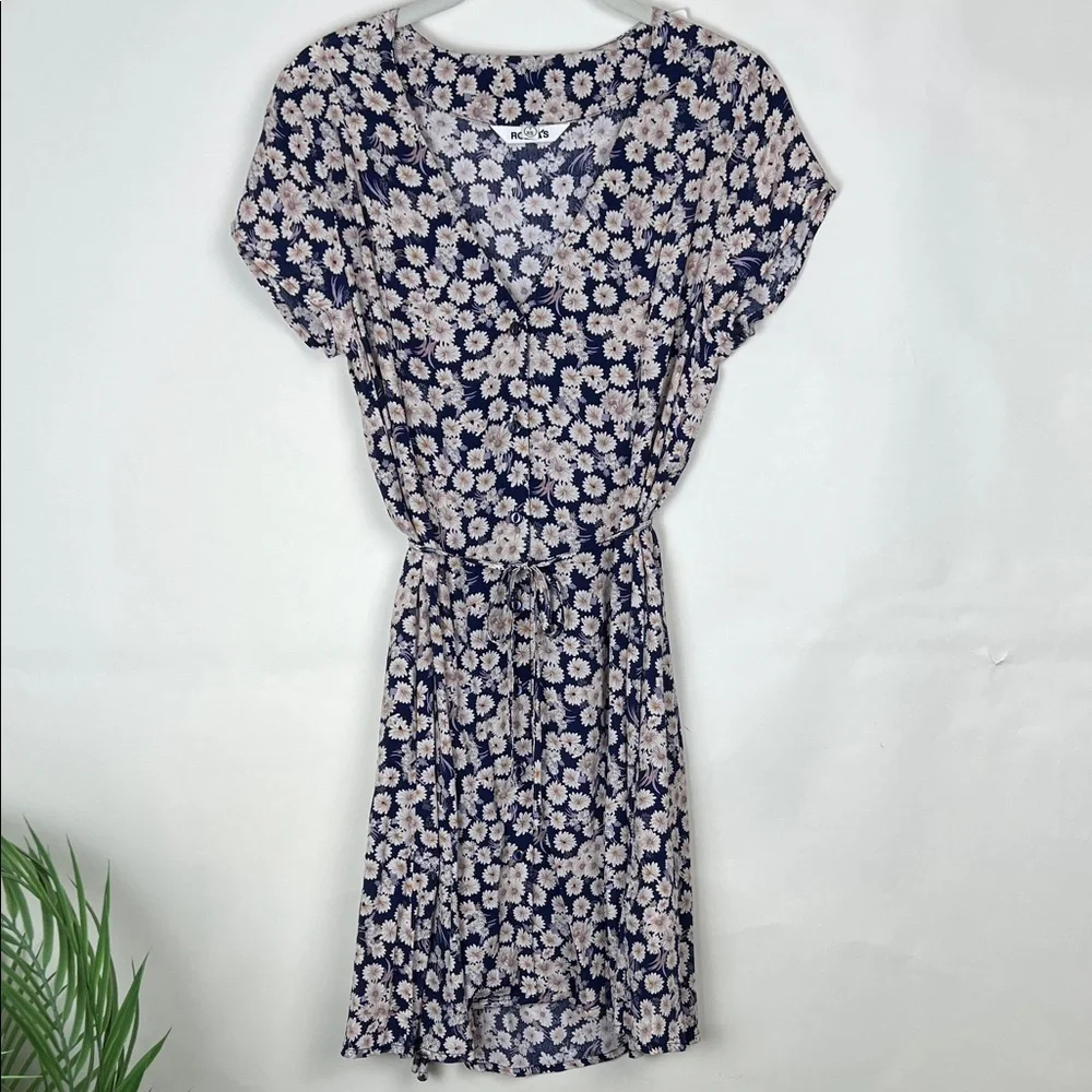 NWOT ROLLA'S Blue and Cream Floral Mini Dress - Picture 5 of 11